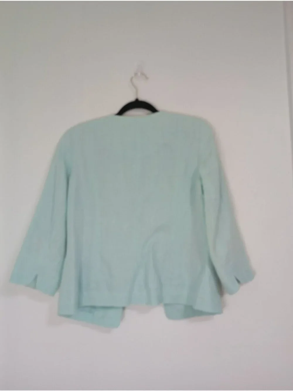 Talbots Womens Light Mint Green Open-Front 100% Linen Blazer Size 6 Classic Fit